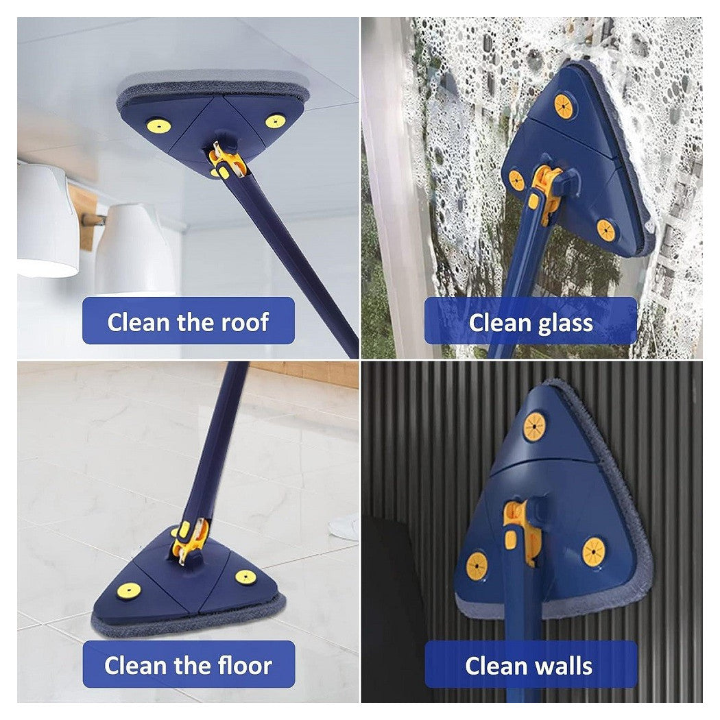 Mocio Triangolare Regolabile Girevole Telescopico Pulizia Pareti Soffitti Finestre