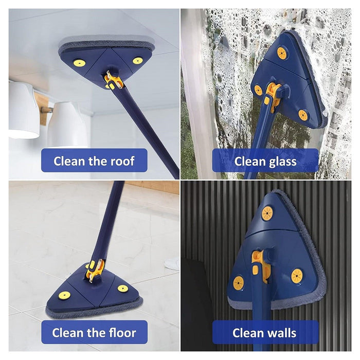 Mocio Triangolare Regolabile Girevole Telescopico Pulizia Pareti Soffitti Finestre