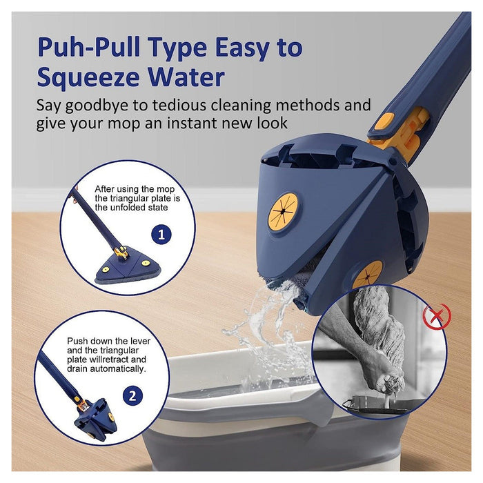 Mocio Triangolare Regolabile Girevole Telescopico Pulizia Pareti Soffitti Finestre