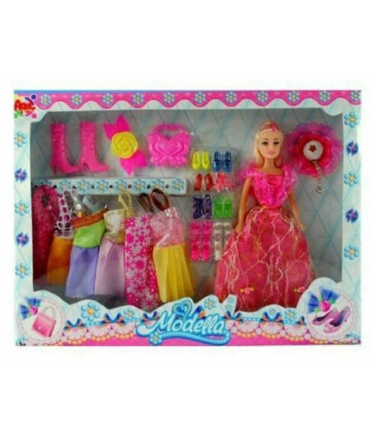 Modella Set Bambola Con Accessori Moda Vestiti Scarpe Giocattolo Gioco Bambina         