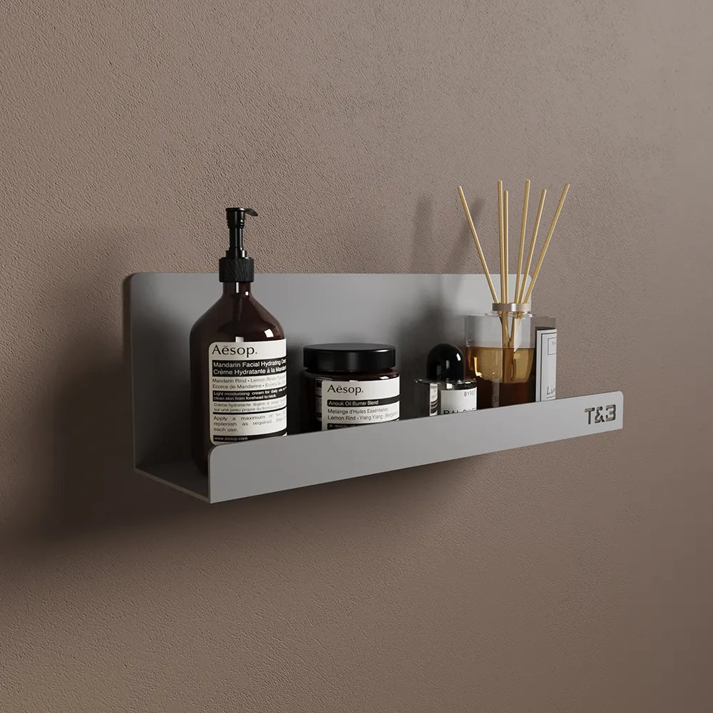 Mensola da bagno portaoggetti in alluminio grigio opaco 30 cm | Tromso