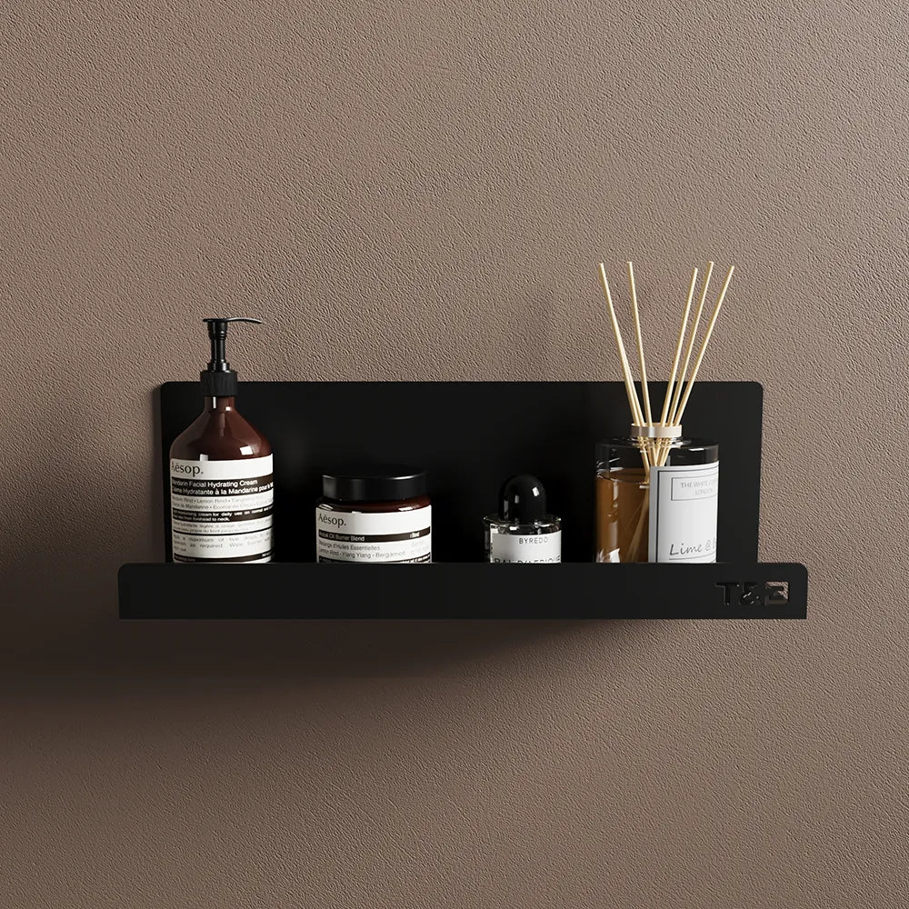 Mensola da bagno portaoggetti da 30cm in alluminio nero opaco | Tromso