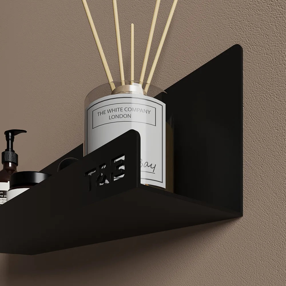 Mensola da bagno portaoggetti da 30cm in alluminio nero opaco | Tromso