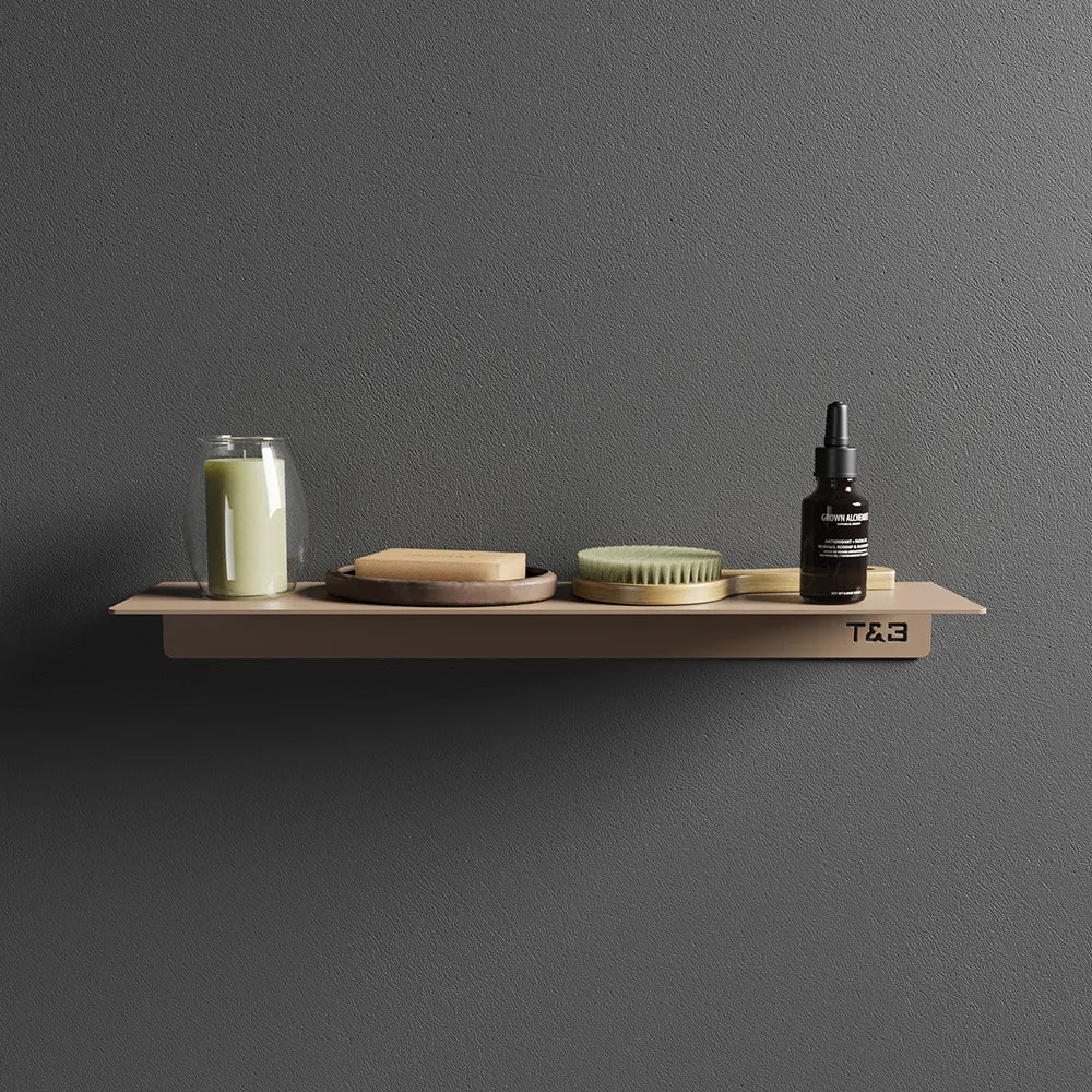 Mensola da bagno in alluminio Beige con finitura opaca, dimensioni 20 cm | Bergen 