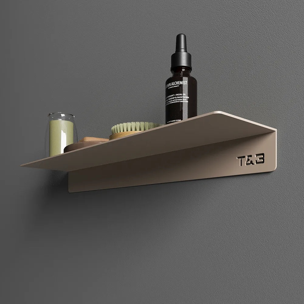 Mensola da bagno in alluminio Beige con finitura opaca, dimensioni 20 cm | Bergen 