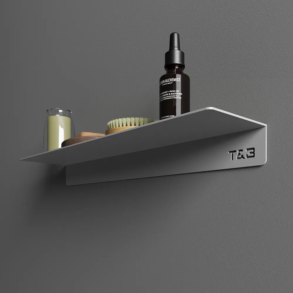 Mensola da bagno in alluminio grigio opaco 40 cm | Bergen 