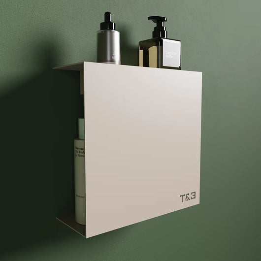 Mensola da doccia portaoggetti in alluminio beige opaco 25x25 cm | Flam