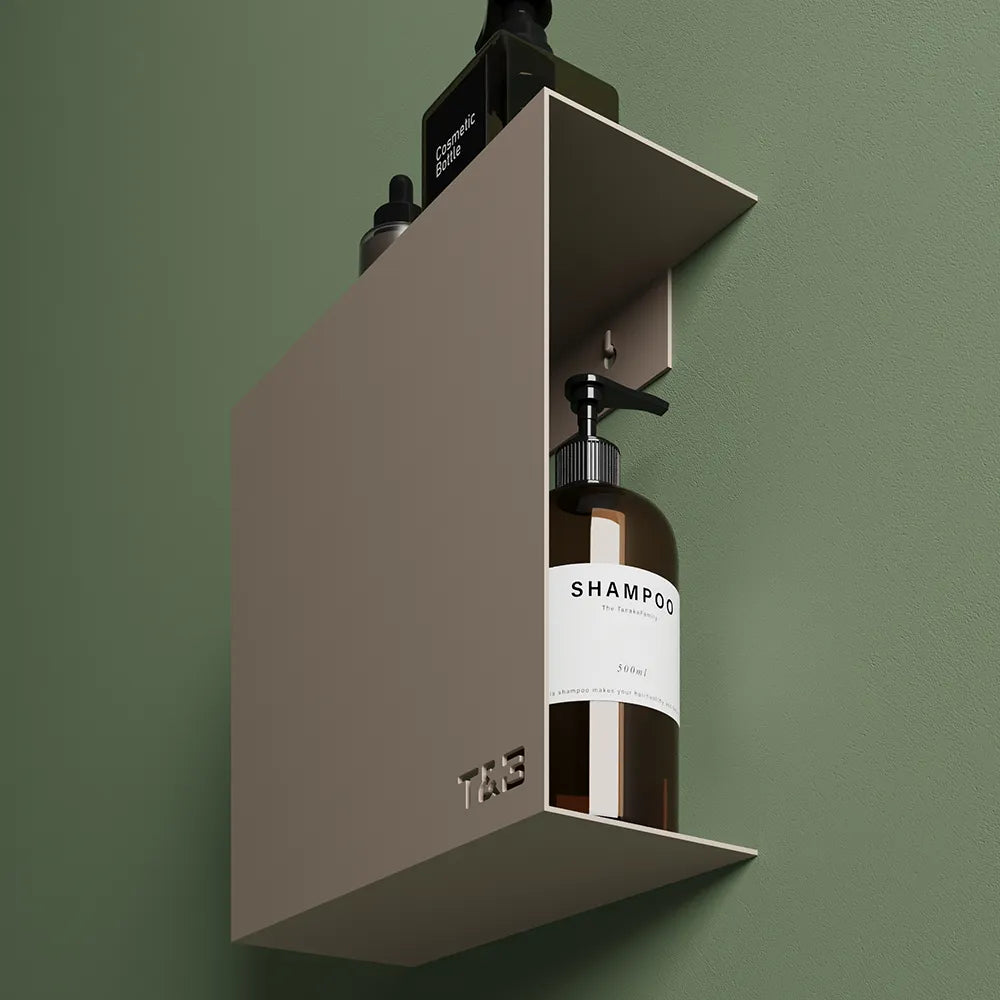 Mensola da doccia portaoggetti in alluminio beige opaco 25x25 cm | Flam