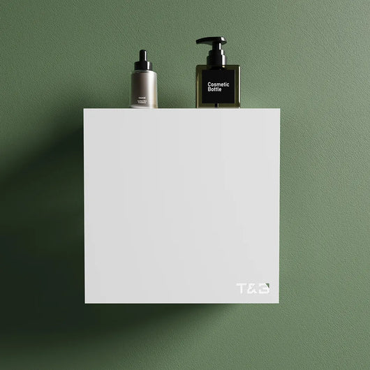 Mensola da doccia portaoggetti in alluminio bianco opaco 25x25 cm | Flam