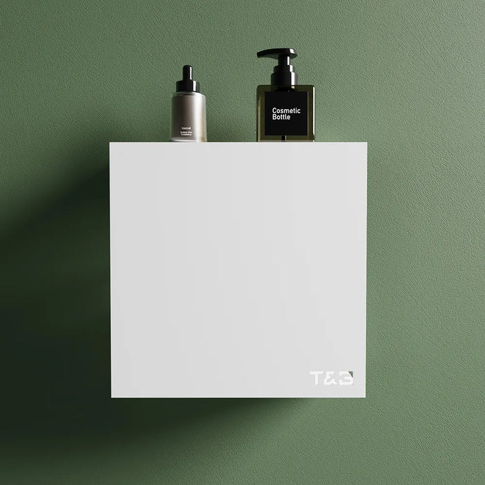 Mensola da doccia portaoggetti in alluminio bianco opaco 25x25 cm | Flam