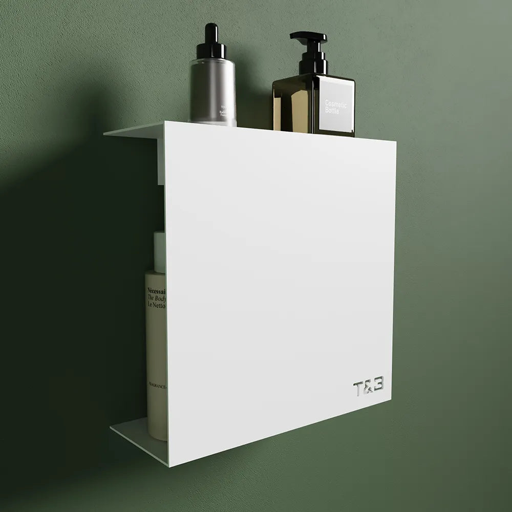 Mensola da doccia portaoggetti in alluminio bianco opaco 25x25 cm | Flam