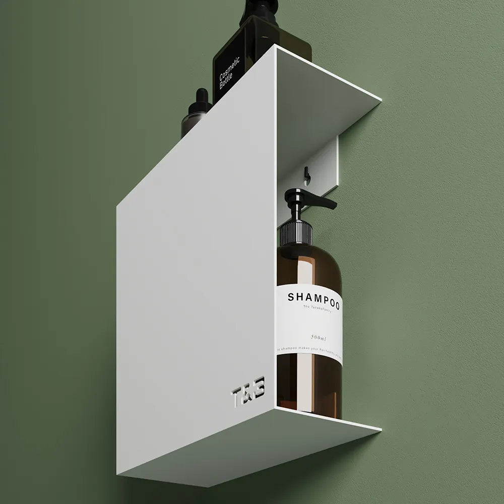 Mensola da doccia portaoggetti in alluminio bianco opaco 25x25 cm | Flam