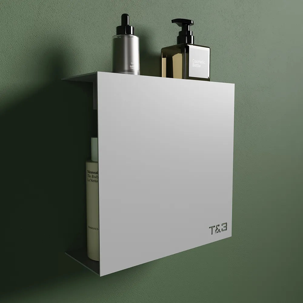 Mensola da doccia portaoggetti in alluminio grigio opaco 25x25 cm | Flam