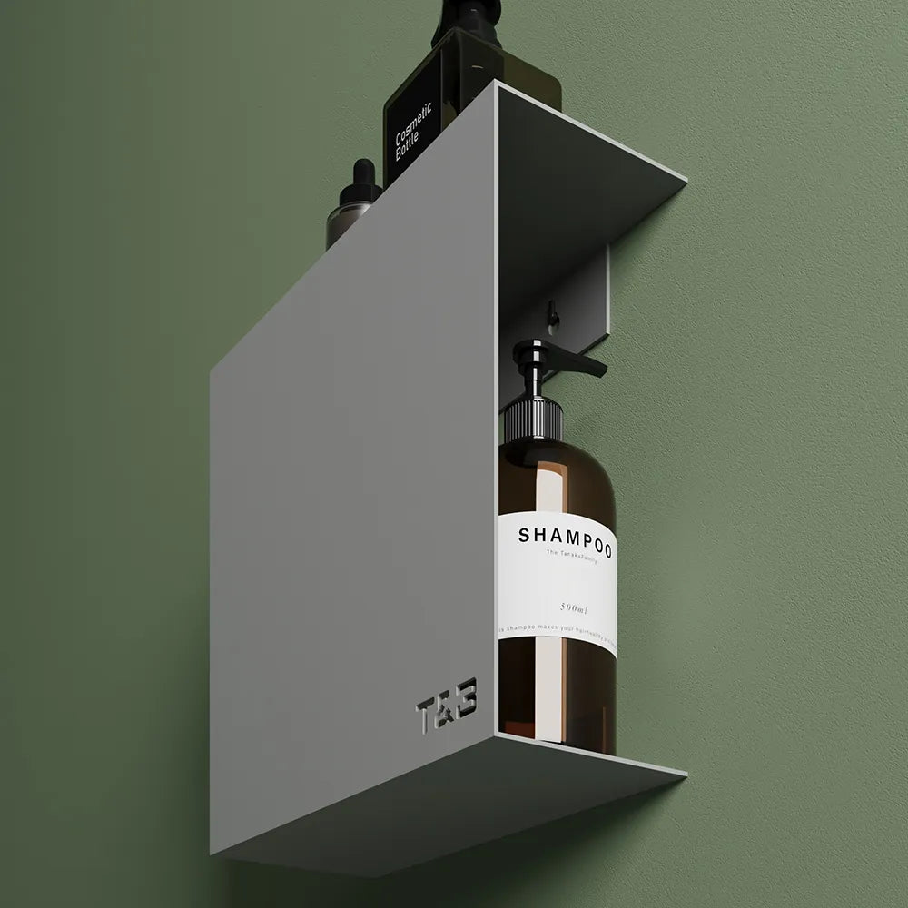 Mensola da doccia portaoggetti in alluminio grigio opaco 25x25 cm | Flam