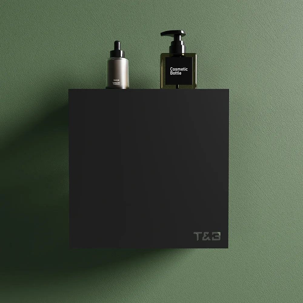 Mensola da doccia portaoggetti in alluminio nero opaco 25x25 cm | Flam