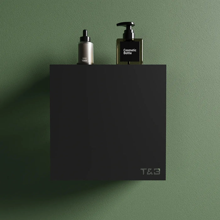 Mensola da doccia portaoggetti in alluminio nero opaco 25x25 cm | Flam