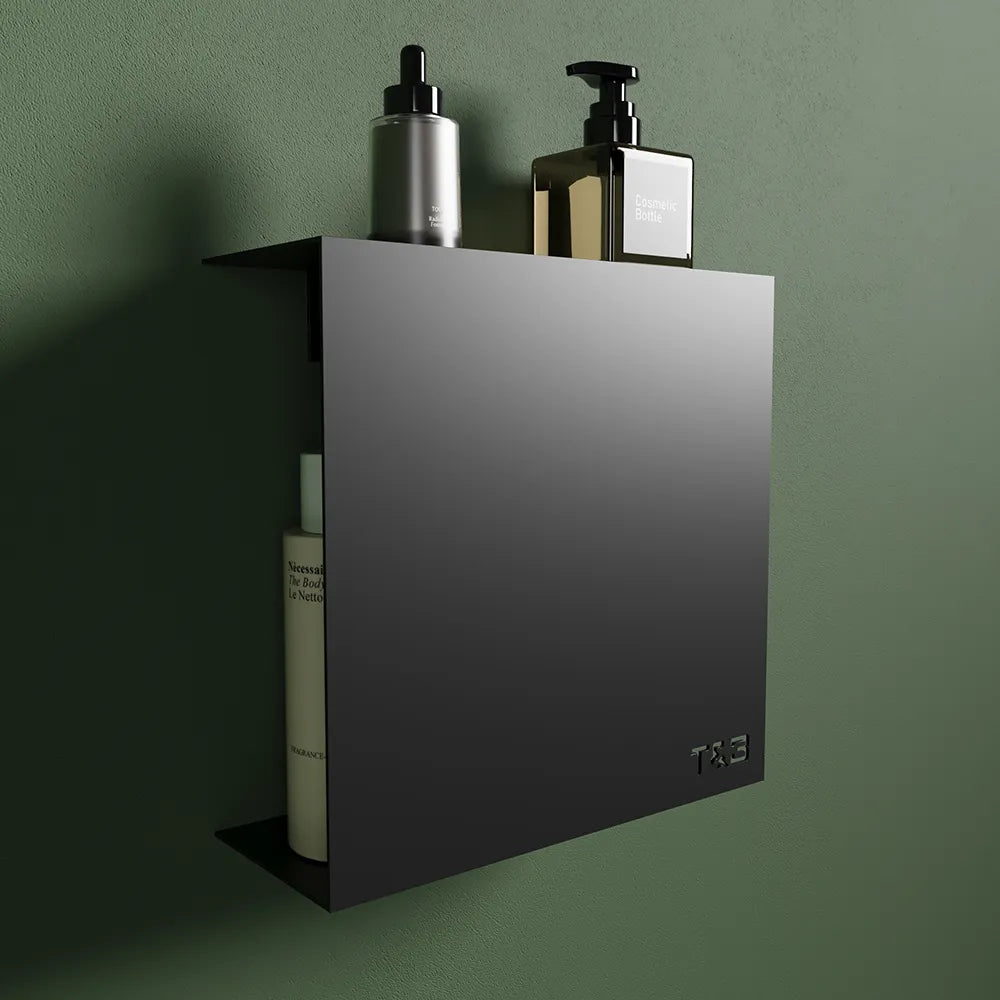 Mensola da doccia portaoggetti in alluminio nero opaco 25x25 cm | Flam