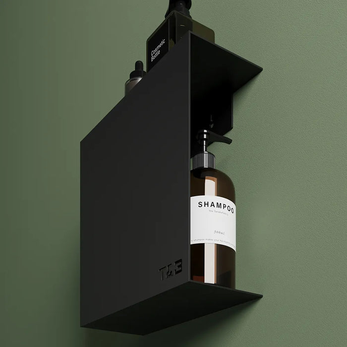 Mensola da doccia portaoggetti in alluminio nero opaco 25x25 cm | Flam