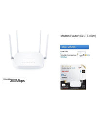 Modem Router 4g Lte 300mbps Ad Alta Velocità  Sim Card 4 Antenne Maxtech Ma200         