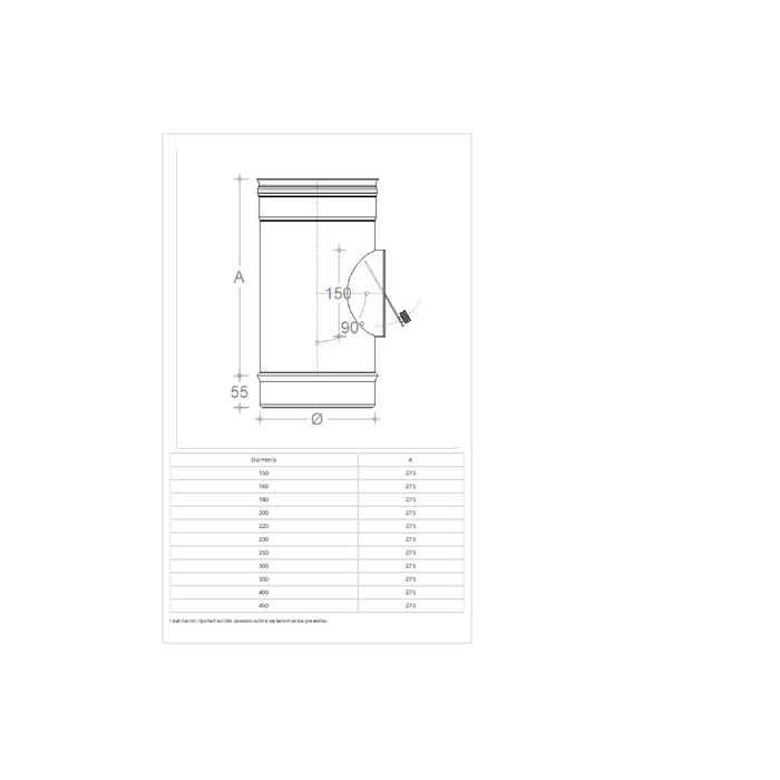 Modulo da 150mm aisi 304 con regolatore automatico di tiraggio