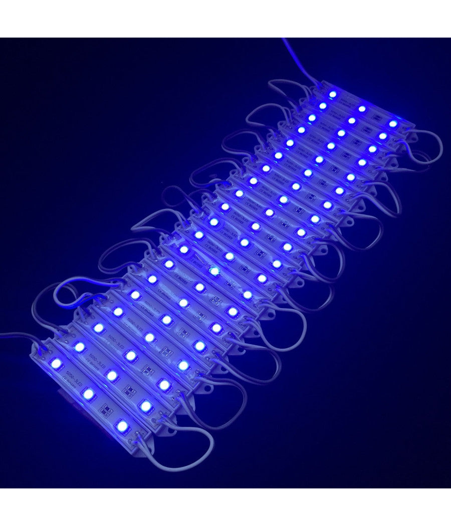 Modulo Da 20 Pezzi A 3 Led Smd 5050 5630 Freddo Caldo Blu Rosso Verde Rgb Ip65  -blu -smd 5050     