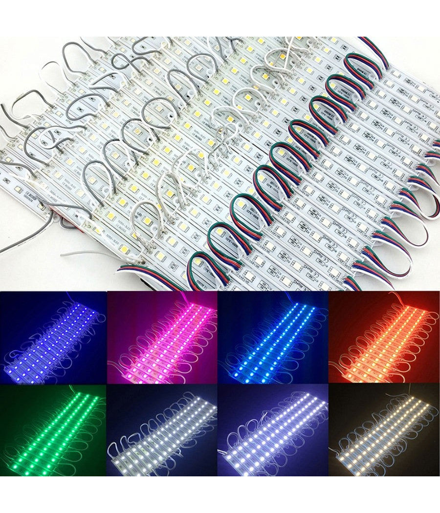 Modulo Da 20 Pezzi A 3 Led Smd 5050 5630 Freddo Caldo Blu Rosso Verde Rgb Ip65  -rgb -smd 5630     