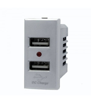 Modulo Presa Caricatore Usbx2 5v 2,1a Grigio Silver Compatibile Bticino Axolute         