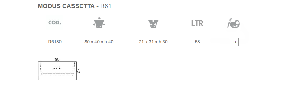 Vaso Modus Cassetta cm 80