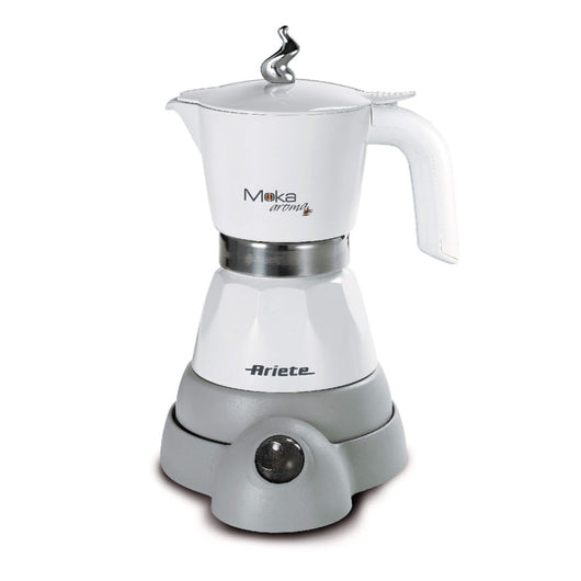 Moka elettrica 2/4 tazze - Autospegnimento - Mantenimento temperatura 30' - 400W - Bianco