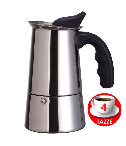 Moka Espresso Maker Caffettiera Macchinetta Caffe' Caffè 4 Tazze Acciaio Inox         