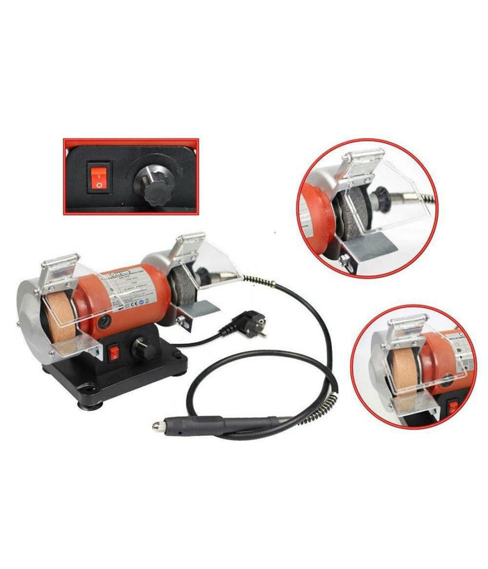 Mola Da Banco Smerigliatrice 120w Con Mini Trapano Drill Pietra Spazzola Lucidare         