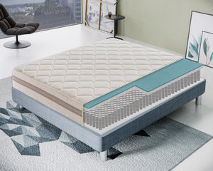 Materasso Matrimoniale 180x200 Molle Insacchettate e Memory Foam - Alto 22 cm - Ortopedico - Reversibile Estate Inverno