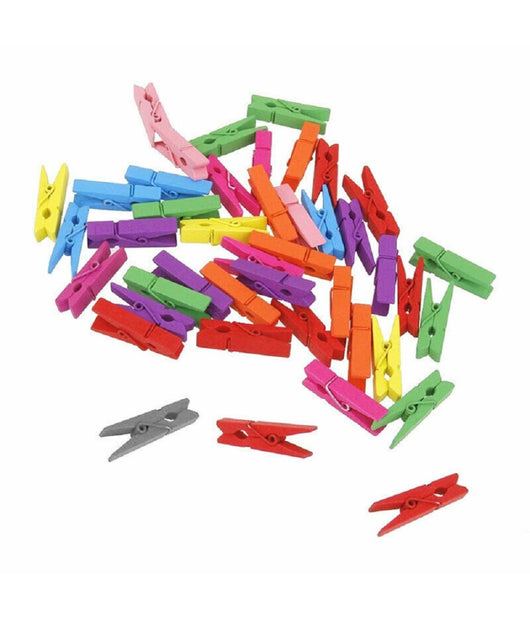 Mollette In Legno Appendifoto Da 3.5cm Mollettine Colorate Portafoto Deco 100pz         