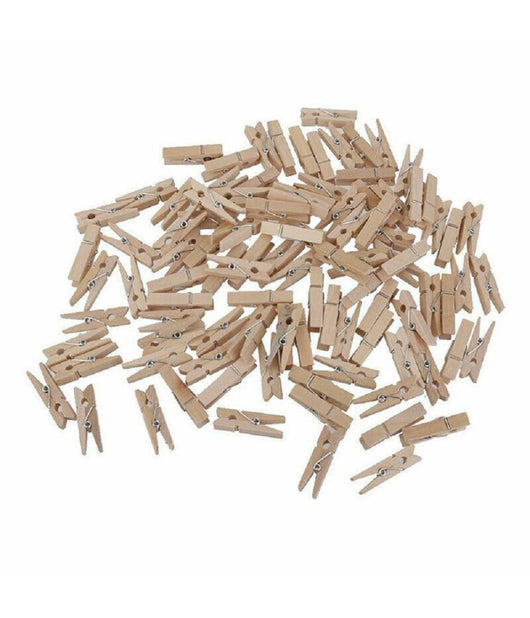 Mollette In Legno Naturale Appendifoto Da 3.5cm Mollettine Decorazioni Foto 100p         