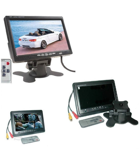 Monitor Lcd 7" Tft Tv Auto Camper Poggiatesta A Colori Base Regolabile Stand         