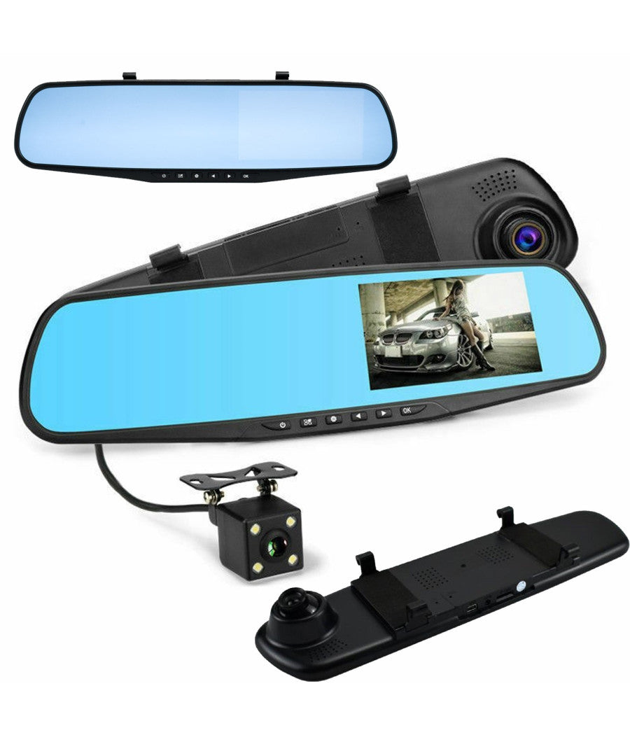 Monitor Per Specchietti Auto 4,5" Q-ca599 Con Videocamera Anteriore Posteriore Hd         