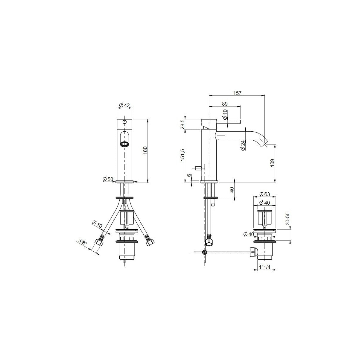 Rubinetto miscelatore lavabo con bocca lunga cromato jackie