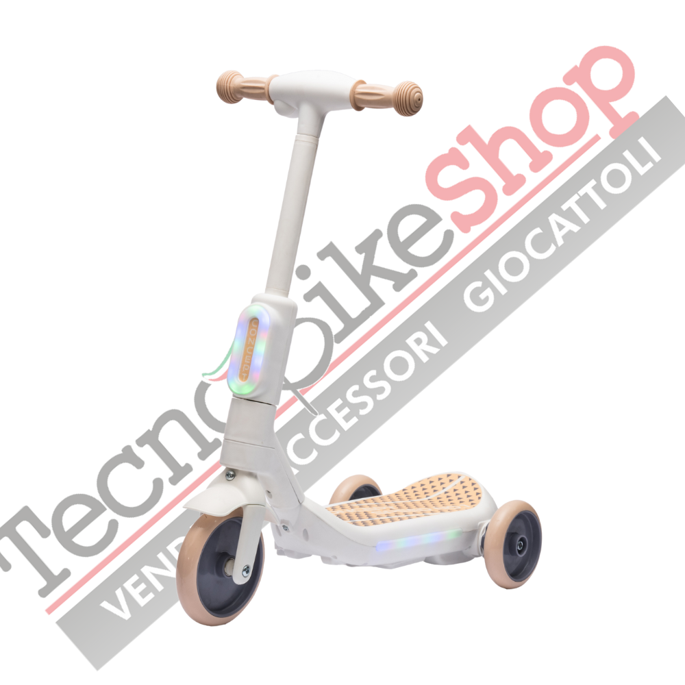 Monopattino Elettrico per Bambini Deluxe 3 Ruote + Casco e Kit Protezioni-Beige