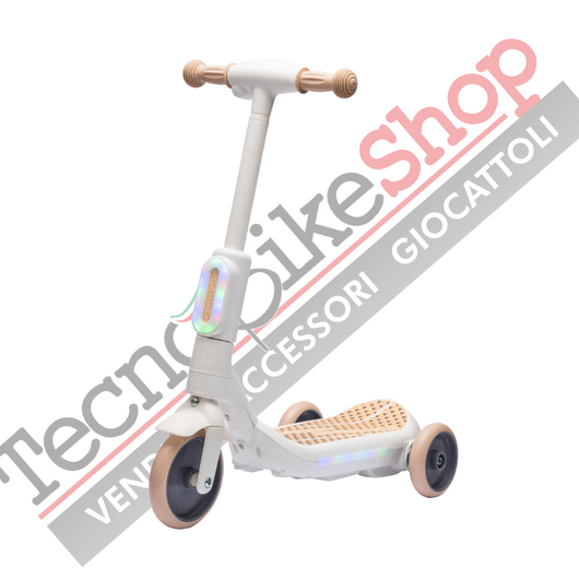 Monopattino Elettrico per Bambini Deluxe 3 Ruote + Casco e Kit Protezioni-Beige