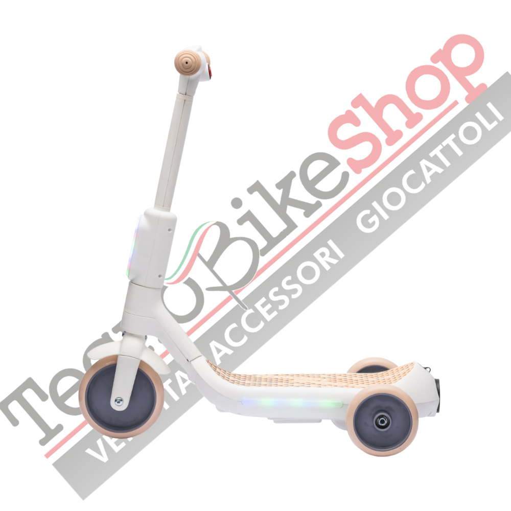 Monopattino Elettrico per Bambini Deluxe 3 Ruote + Casco e Kit Protezioni-Beige
