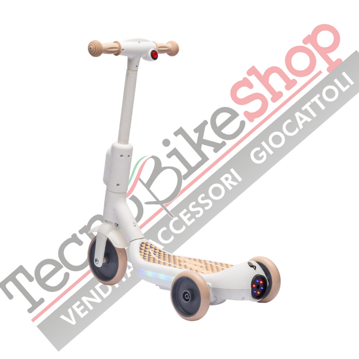 Monopattino Elettrico per Bambini Deluxe 3 Ruote + Casco e Kit Protezioni-Beige