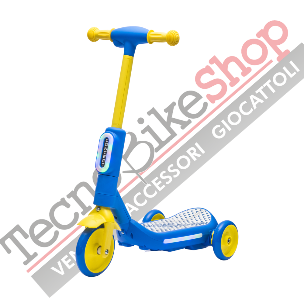 Monopattino Elettrico per Bambini Deluxe 3 Ruote + Casco e Kit Protezioni-Blu