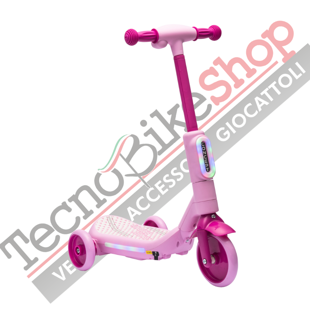 Monopattino Elettrico per Bambini Deluxe 3 Ruote + Casco e Kit Protezioni-Rosa