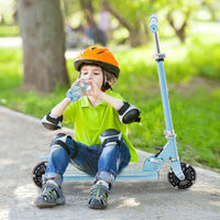 Monopattino per bambini con ruote a led manubrio regolabile, Monopattino per bambini con meccanismo pieghevole Azzurro-Monopattini