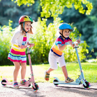 Monopattino per bambini con ruote a led manubrio regolabile, Monopattino per bambini con meccanismo pieghevole Azzurro-Monopattini