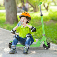 Monopattino per bambini con ruote a led manubrio regolabile, Monopattino per bambini con meccanismo pieghevole Verde-Monopattini