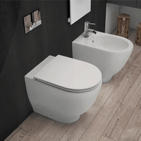 Sanitari filo muro Moon Rak Ceramics: WC, Bidet, Copriwater Bianco