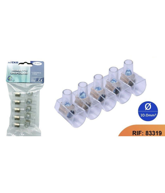 Morsetti Terminali Unipolari Morsettiera 2 Stecche Da 5pezzi Sezione 10mmÂ² 83319         