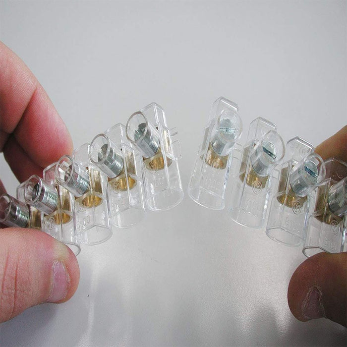 Morsetti unipolari da 1,5mmq connettori trasparenti in stecca da 10 pezzi cadauno