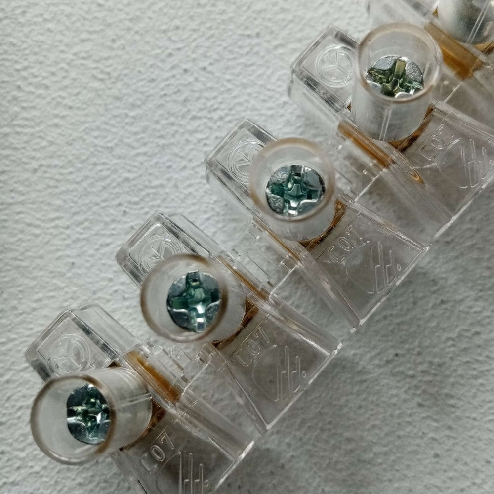 Morsetti unipolari da 2,5mmq connettori trasparenti in stecca da 10 pezzi cadauno